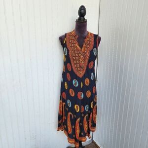 Seven Islands New York Womens Sleeveless Paisley Print Button Front Midi Dress M